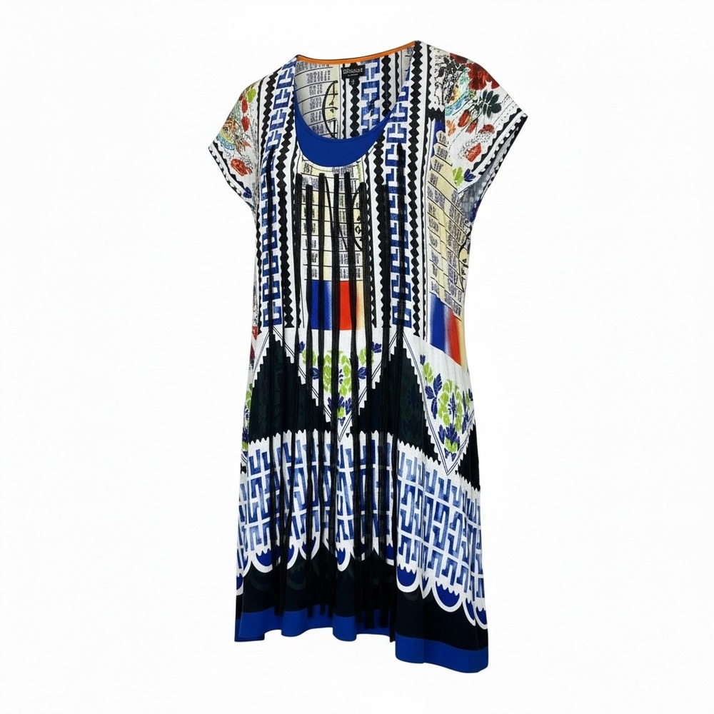 Threadz Australia Sheer Fringe Geometric Print Dress Womens L Tunic Artsy Boho